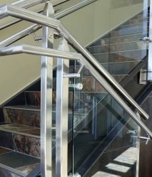 Stainless-steel and glass staircase railing